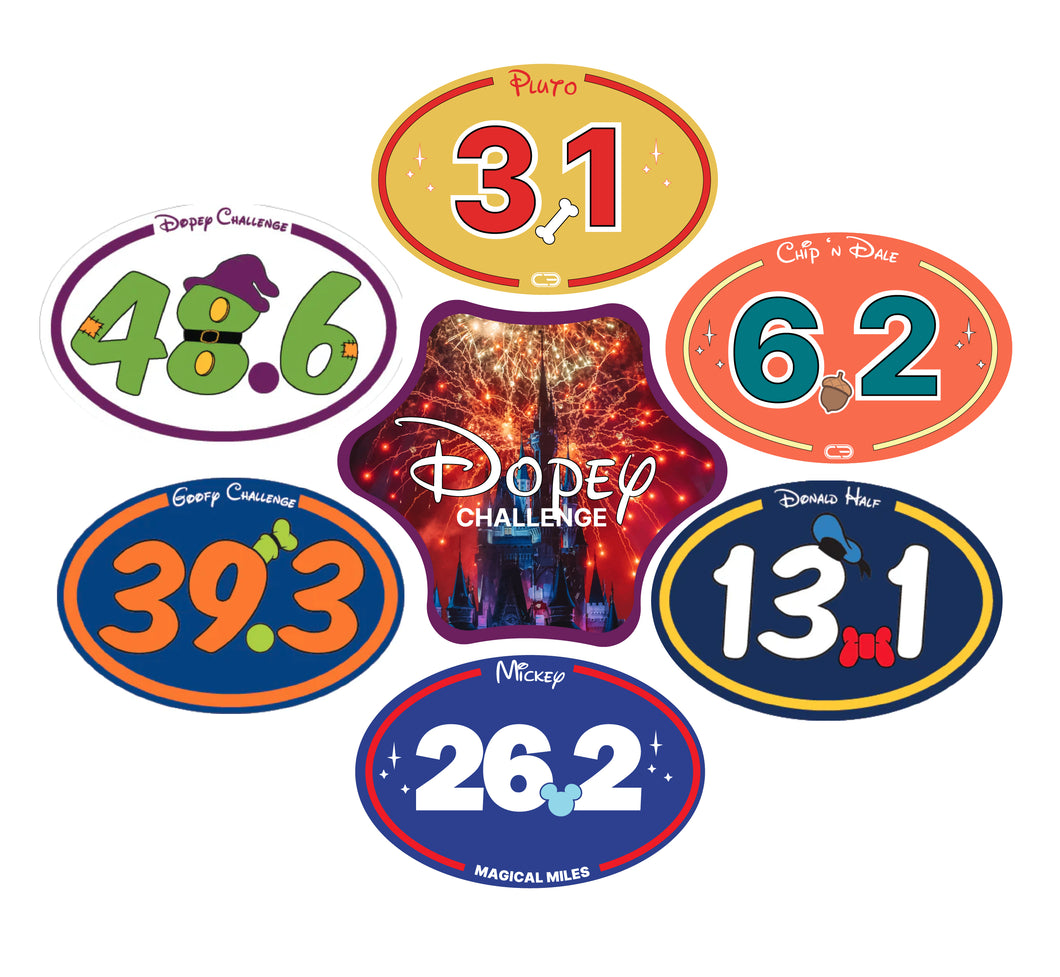 Disney-inspired Dopey Challenge Set Featuring Mickey Marathon and Donald Half Marathon