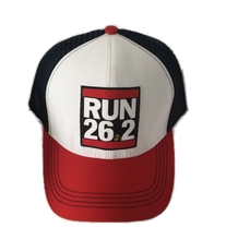 Load image into Gallery viewer, Marines Dress Blues RUN 26.2 Performance Trucker Hat
