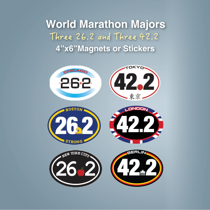 World Marathon Majors 4x6 Magnets Set (Three-26.2s, Three 42.2s)